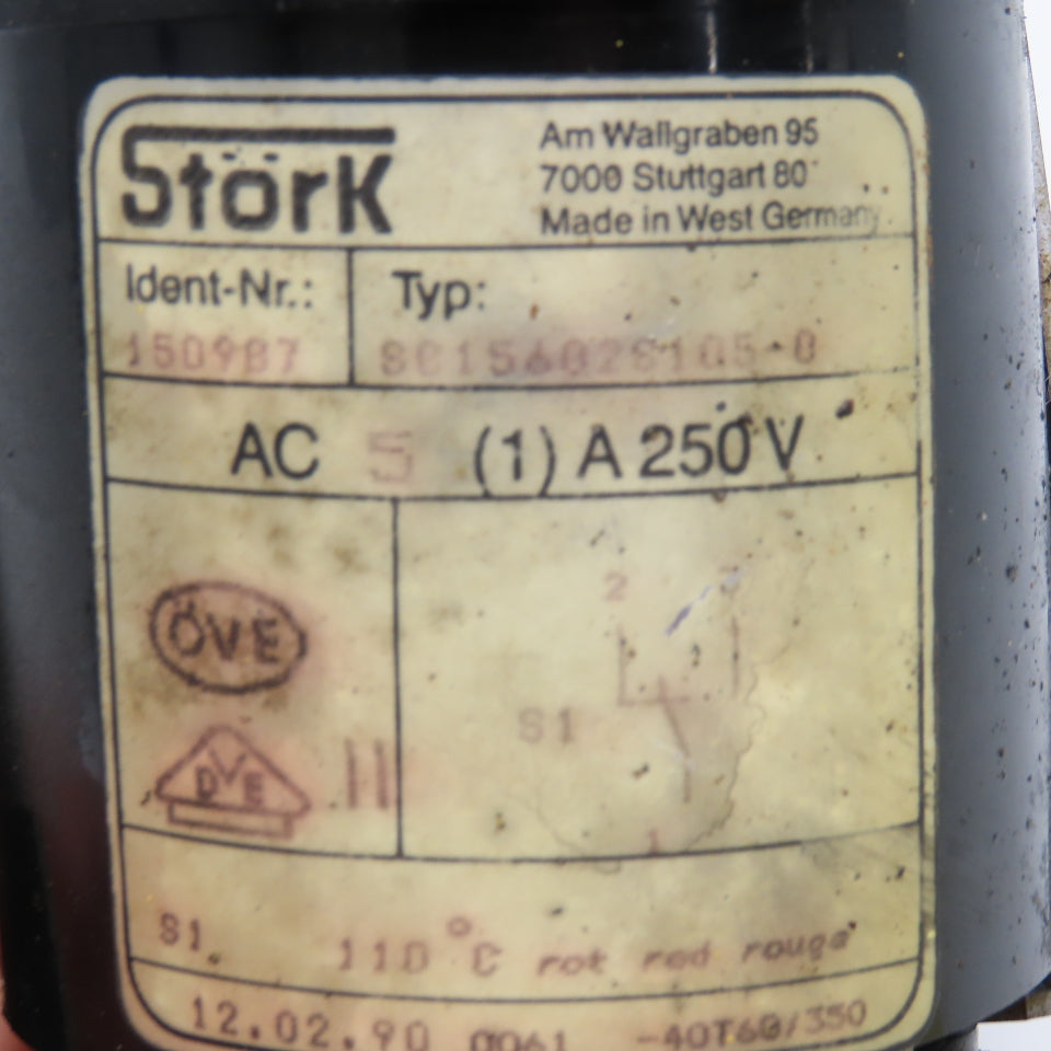 Stork 1509B7 250V 5A Temperature Panel Gauge 30-250°F 0-120°C
