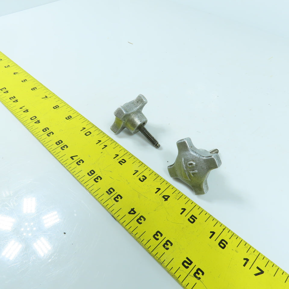 1/4"-20 Threaded Male Aluminum Handwheel Knob 1" Thread Length Lot Of 2