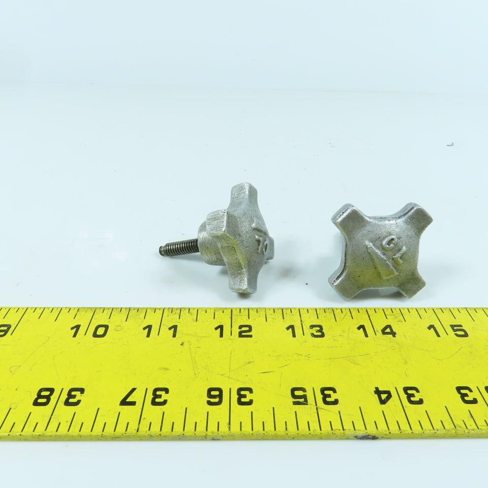 1/4"-20 Threaded Male Aluminum Handwheel Knob 1" Thread Length Lot Of 2