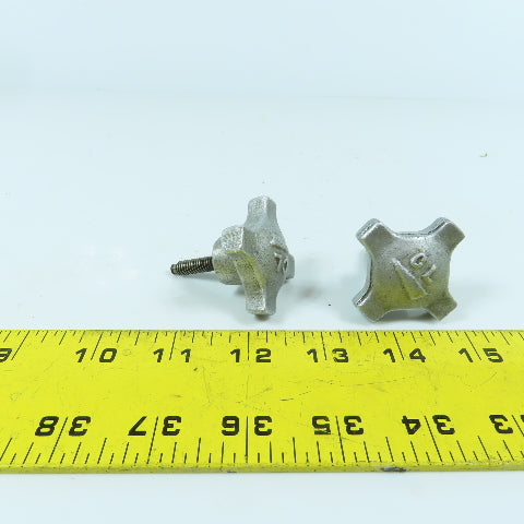 1/4"-20 Threaded Male Aluminum Handwheel Knob 1" Thread Length Lot Of 2