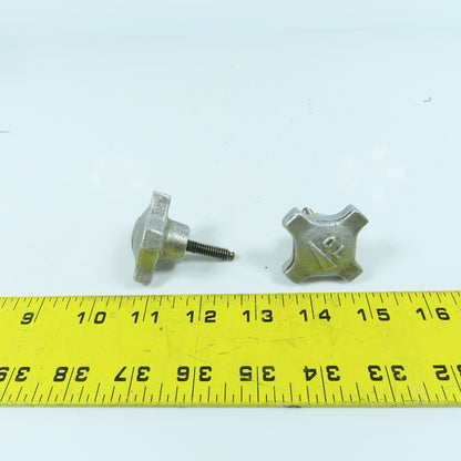 1/4"-20 Threaded Male Aluminum Handwheel Knob 1" Thread Length Lot Of 2