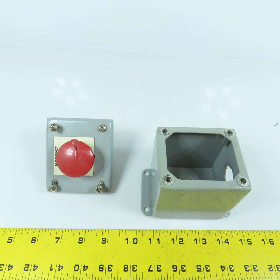 Allen Bradley 800T-D 600V Mushroom Head Emergency Stop Button W/ Enclosure