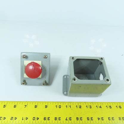 Allen Bradley 800T-D 600V Mushroom Head Emergency Stop Button W/ Enclosure