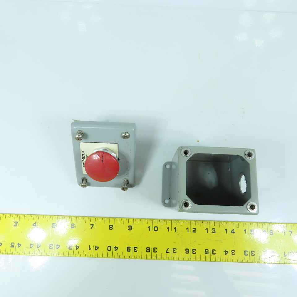 Allen Bradley 800T-D 600V Mushroom Head Emergency Stop Button W/ Enclosure