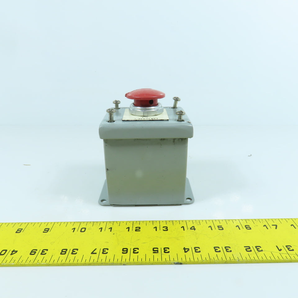 Allen Bradley 800T-D 600V Mushroom Head Emergency Stop Button W/ Enclosure