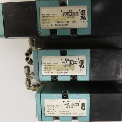Numatics 153SS515K 153SA415K 3 & 2 Pos Pneumatic Double Solenoid Valve Bank 120V