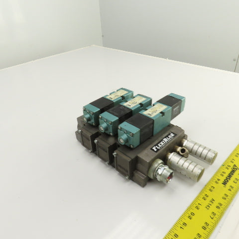 Numatics 153SS515K 153SA415K 3 & 2 Pos Pneumatic Double Solenoid Valve Bank 120V