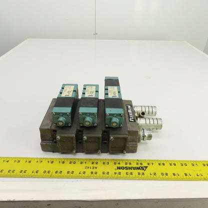 Numatics 153SS515K 153SA415K 3 & 2 Pos Pneumatic Double Solenoid Valve Bank 120V