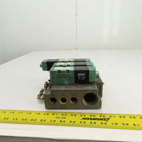 Numatics 153SS515K 153SA415K 3 & 2 Pos Pneumatic Double Solenoid Valve Bank 120V