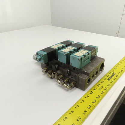 Numatics 153SS515K 153SA415K 3 & 2 Pos Pneumatic Double Solenoid Valve Bank 120V