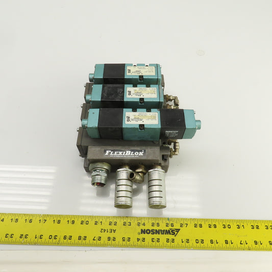 Numatics 153SS515K 153SA415K 3 & 2 Pos Pneumatic Double Solenoid Valve Bank 120V