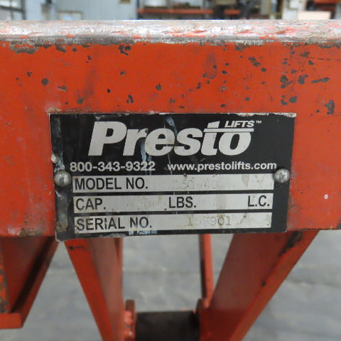 Presto XZ50-40 48" x 50" 4000LB Floor Height Scissor Lift Table 115V 1PH 3-33" H