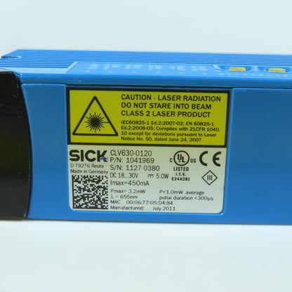 Sick 1041969 CLV630-0120 Fixed Focus Barcode Scanner Reader