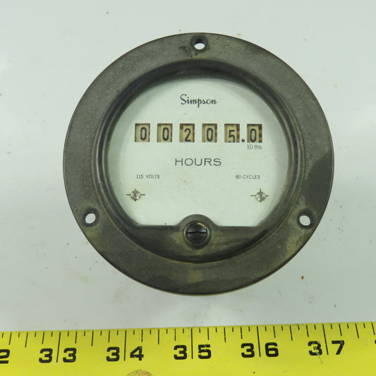 Simpson 3-702913 115V Hour Meter 60 Cycles