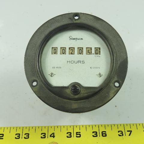 Simpson 3-702913 115V Hour Meter 60 Cycles