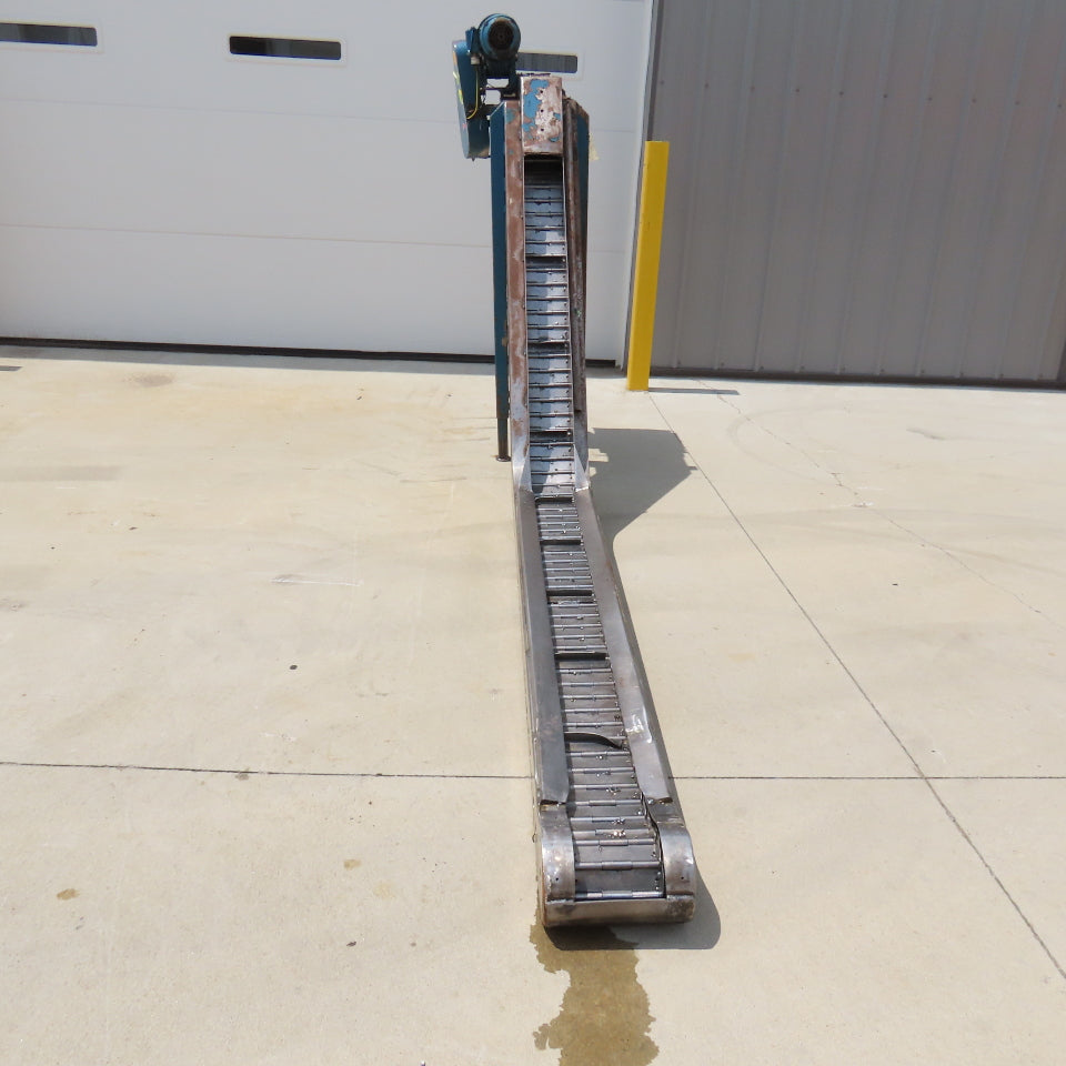 8" x 120" Incline Chip Conveyor 7.5FPM 460V 3Ph 53" Discharge Height