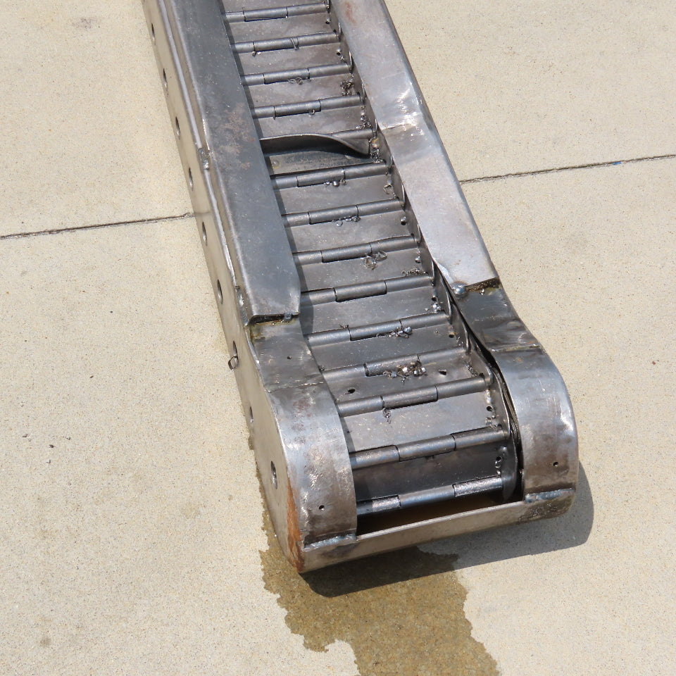8" x 120" Incline Chip Conveyor 7.5FPM 460V 3Ph 53" Discharge Height