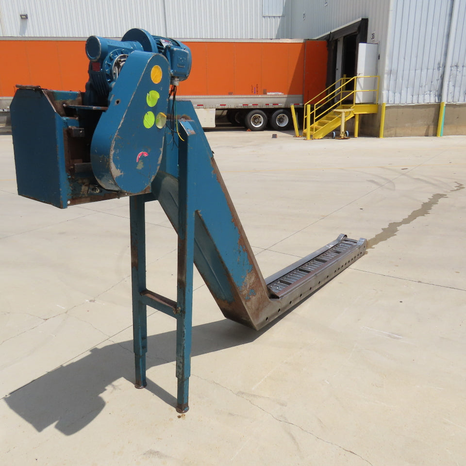 8" x 120" Incline Chip Conveyor 7.5FPM 460V 3Ph 53" Discharge Height