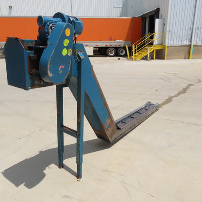 8" x 120" Incline Chip Conveyor 7.5FPM 460V 3Ph 53" Discharge Height