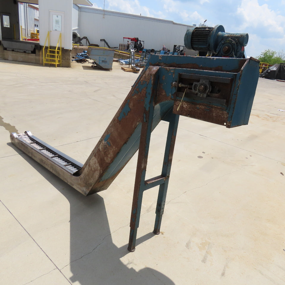8" x 120" Incline Chip Conveyor 7.5FPM 460V 3Ph 53" Discharge Height