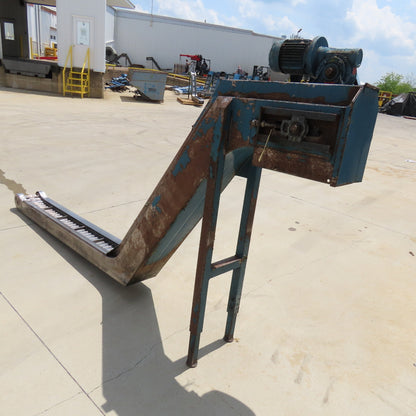 8" x 120" Incline Chip Conveyor 7.5FPM 460V 3Ph 53" Discharge Height