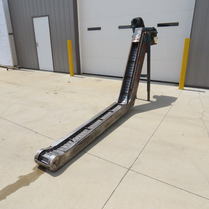8" x 120" Incline Chip Conveyor 7.5FPM 460V 3Ph 53" Discharge Height