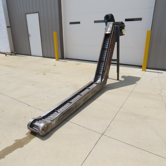 8" x 120" Incline Chip Conveyor 7.5FPM 460V 3Ph 53" Discharge Height
