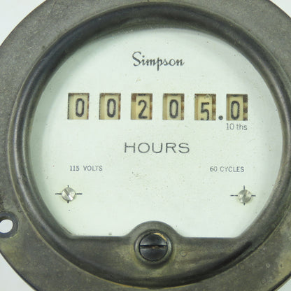 Simpson 3-702913 115V Hour Meter 60 Cycles