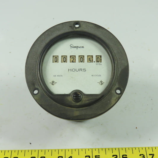Simpson 3-702913 115V Hour Meter 60 Cycles