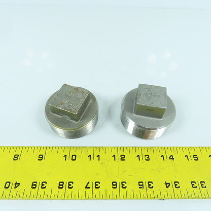 2" NPT Square Head 316 Stainless Steel Pipe Plug Lot Of 2