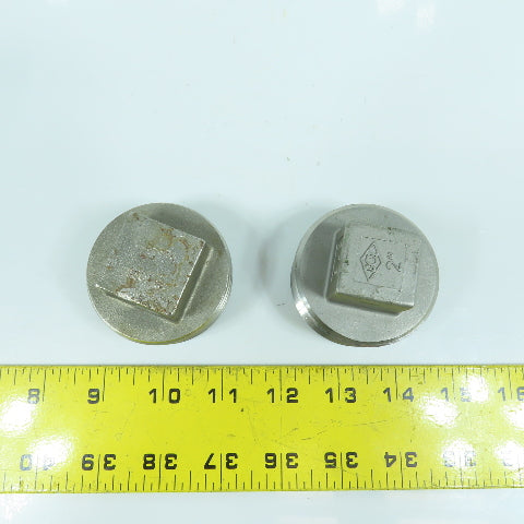 2" NPT Square Head 316 Stainless Steel Pipe Plug Lot Of 2