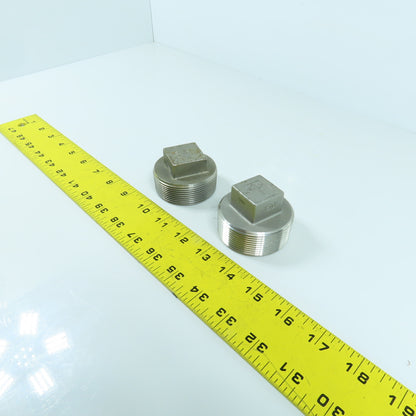 2" NPT Square Head 316 Stainless Steel Pipe Plug Lot Of 2