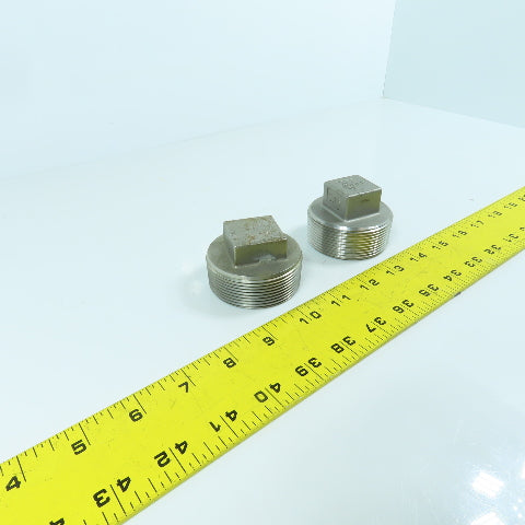 2" NPT Square Head 316 Stainless Steel Pipe Plug Lot Of 2
