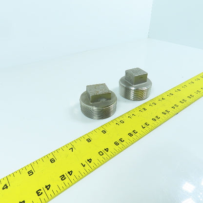 2" NPT Square Head 316 Stainless Steel Pipe Plug Lot Of 2