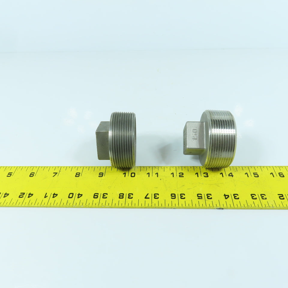 2" NPT Square Head 316 Stainless Steel Pipe Plug Lot Of 2