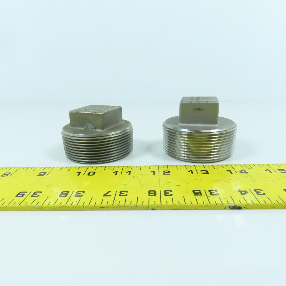 2" NPT Square Head 316 Stainless Steel Pipe Plug Lot Of 2
