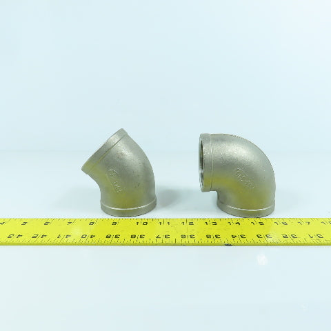 2" NPT Stainless Steel 90° & 45° Pipe Elbow Lot Of 2