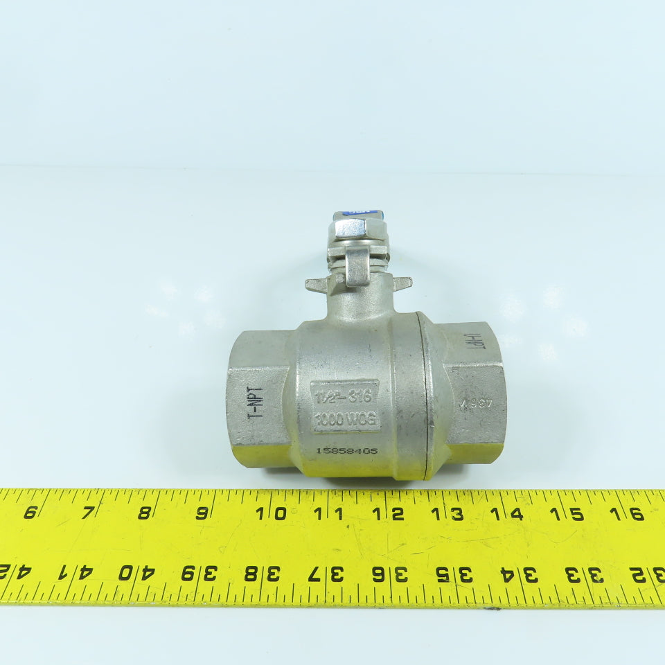 RuB 1000 WOG 1-1/2" NPT Female 316 Stainless Steel Ball Valve
