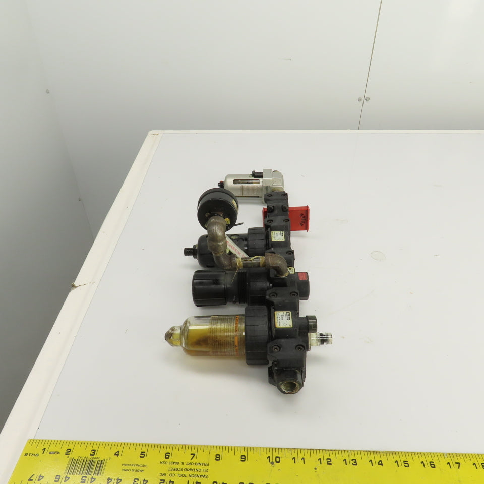 Parker 06F26AC 06R218AC 16L22BE Compressed Air FRL Regulator Lubricator 150PSI