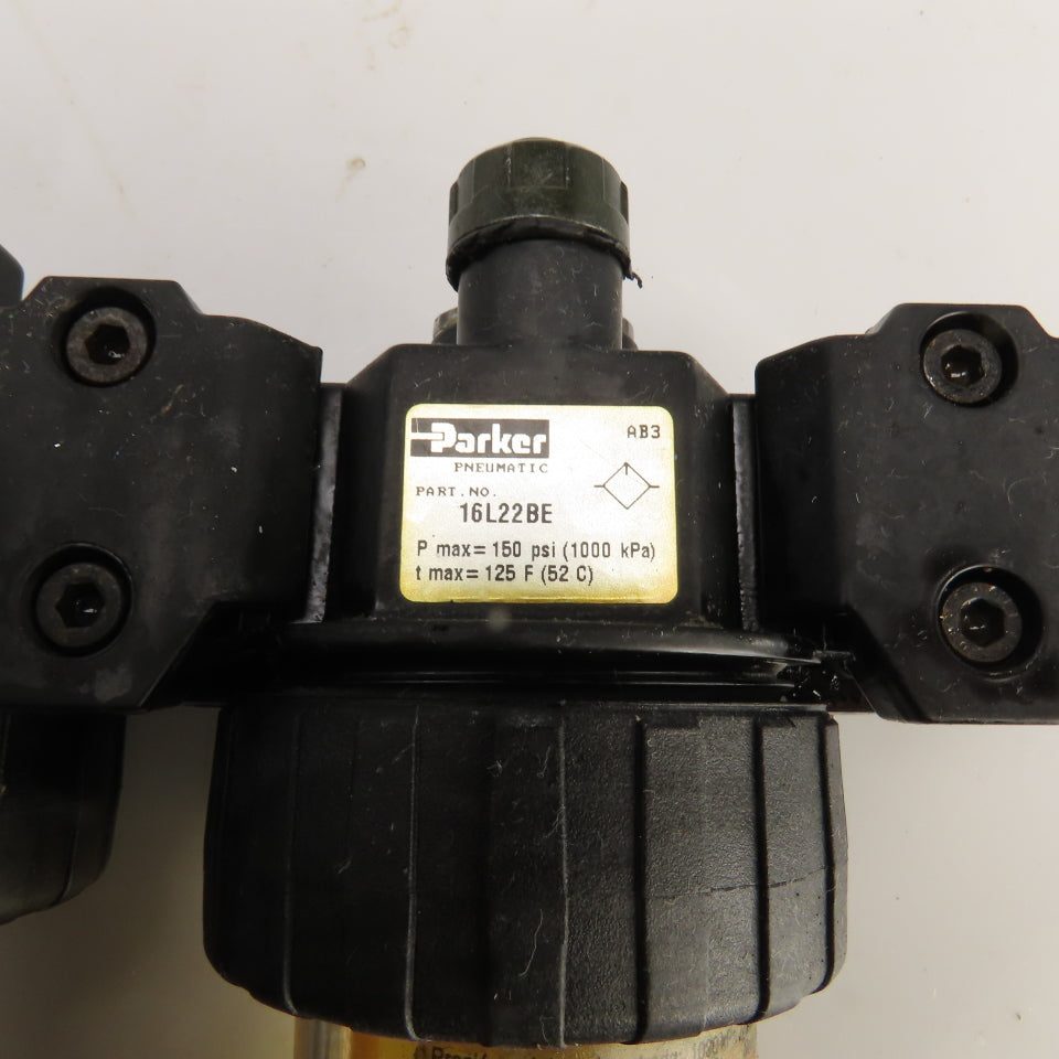 Parker 06F26AC 06R218AC 16L22BE Compressed Air FRL Regulator Lubricator 150PSI
