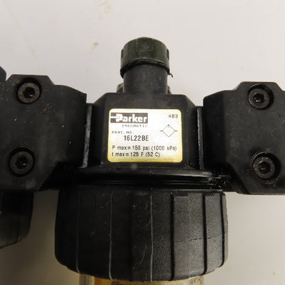 Parker 06F26AC 06R218AC 16L22BE Compressed Air FRL Regulator Lubricator 150PSI