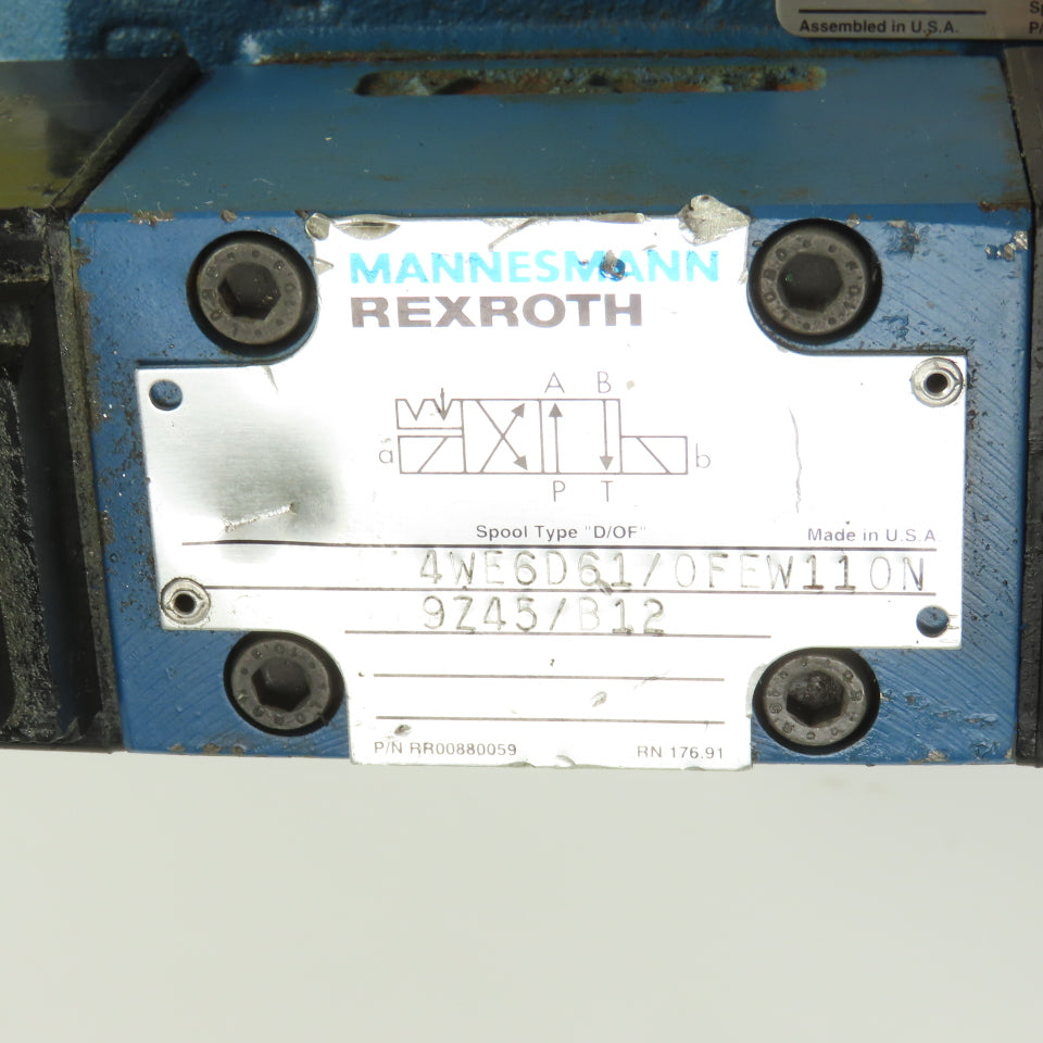 Rexroth Z 2 S 22-1-51/V H-4WEH22HD74/0F Hydraulic Valve W/ 4WE6D61/0FEW110N