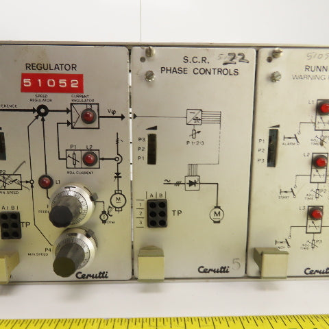 Cerutti 35056 35152/1 CPU Rack W/ 6 Cards Braking, Running, S.C.R. Phase Control