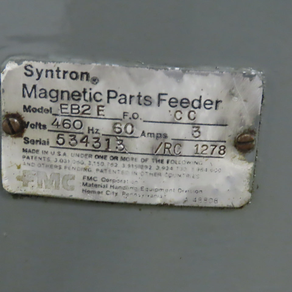 Syntron EB2E 208V 1Ph 60Hz Magnetic Drive Vibratory Bowl Feeder 34"