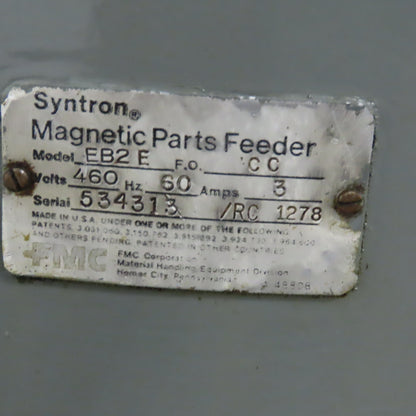 Syntron EB2E 208V 1Ph 60Hz Magnetic Drive Vibratory Bowl Feeder 34"