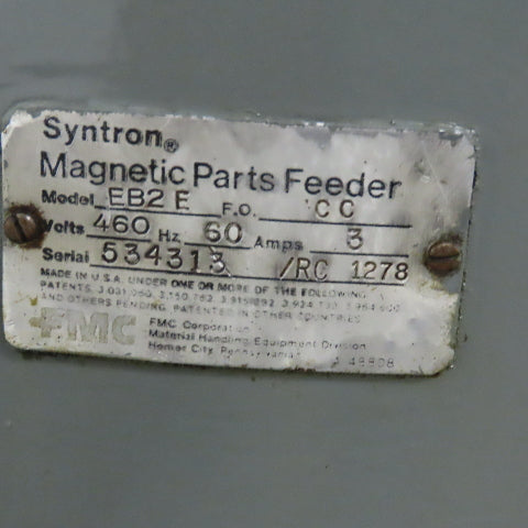 Syntron EB2E 208V 1Ph 60Hz Magnetic Drive Vibratory Bowl Feeder 34"