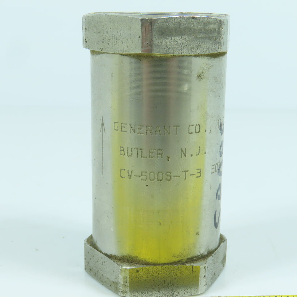 Generant CV-500S-T-3 1/2" NPT Stainless Steel Check Valve 150 SCFM 3000PSI Max