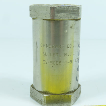 Generant CV-500S-T-3 1/2" NPT Stainless Steel Check Valve 150 SCFM 3000PSI Max