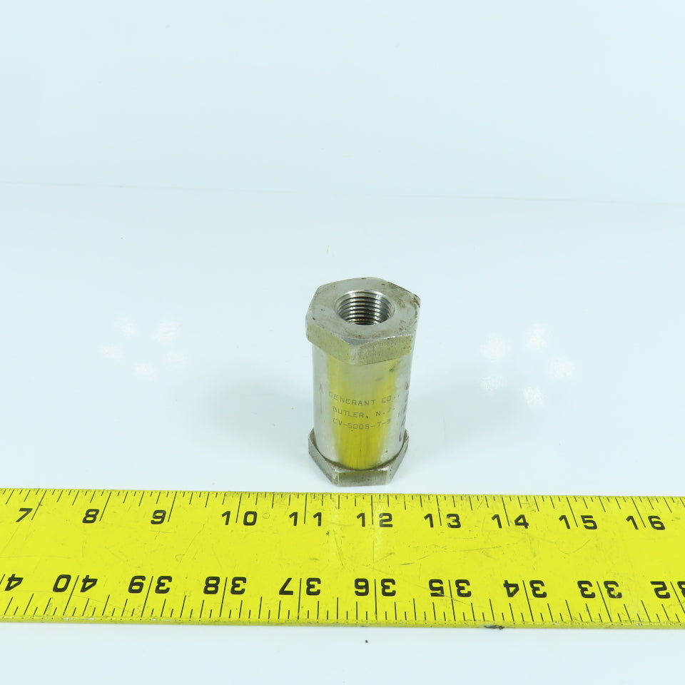 Generant CV-500S-T-3 1/2" NPT Stainless Steel Check Valve 150 SCFM 3000PSI Max