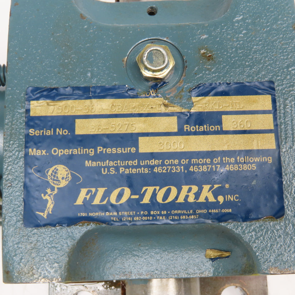 Flo-Tork 7500-360-CBAELX Hydraulic Rotary Actuator 360° 3000PSI 1-1/4" Shaft